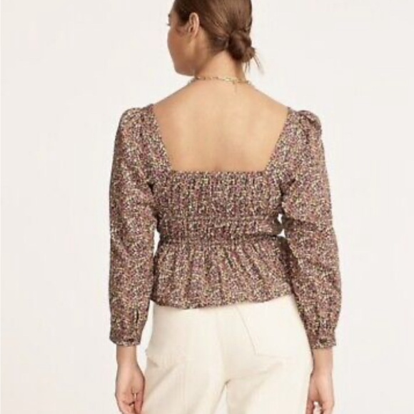 J. Crew Liberty Square Neck cinched waist busy Izzy print floral blouse top, 4 - Picture 10 of 10